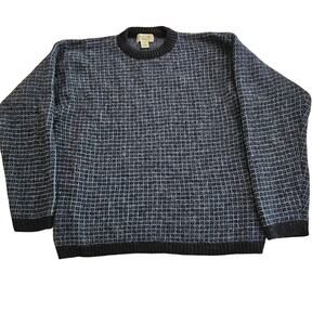 Heather & Tweed VTG Men's Shetland Wool Sweater Checked Blue sz XL